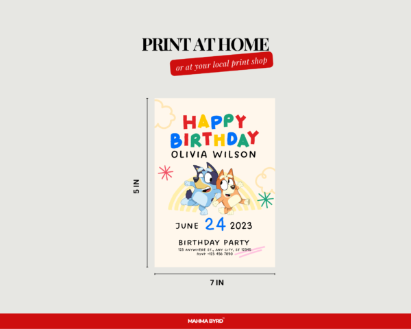 Colorful Bluey Birthday Invitation Printable Canva Template - Image 4